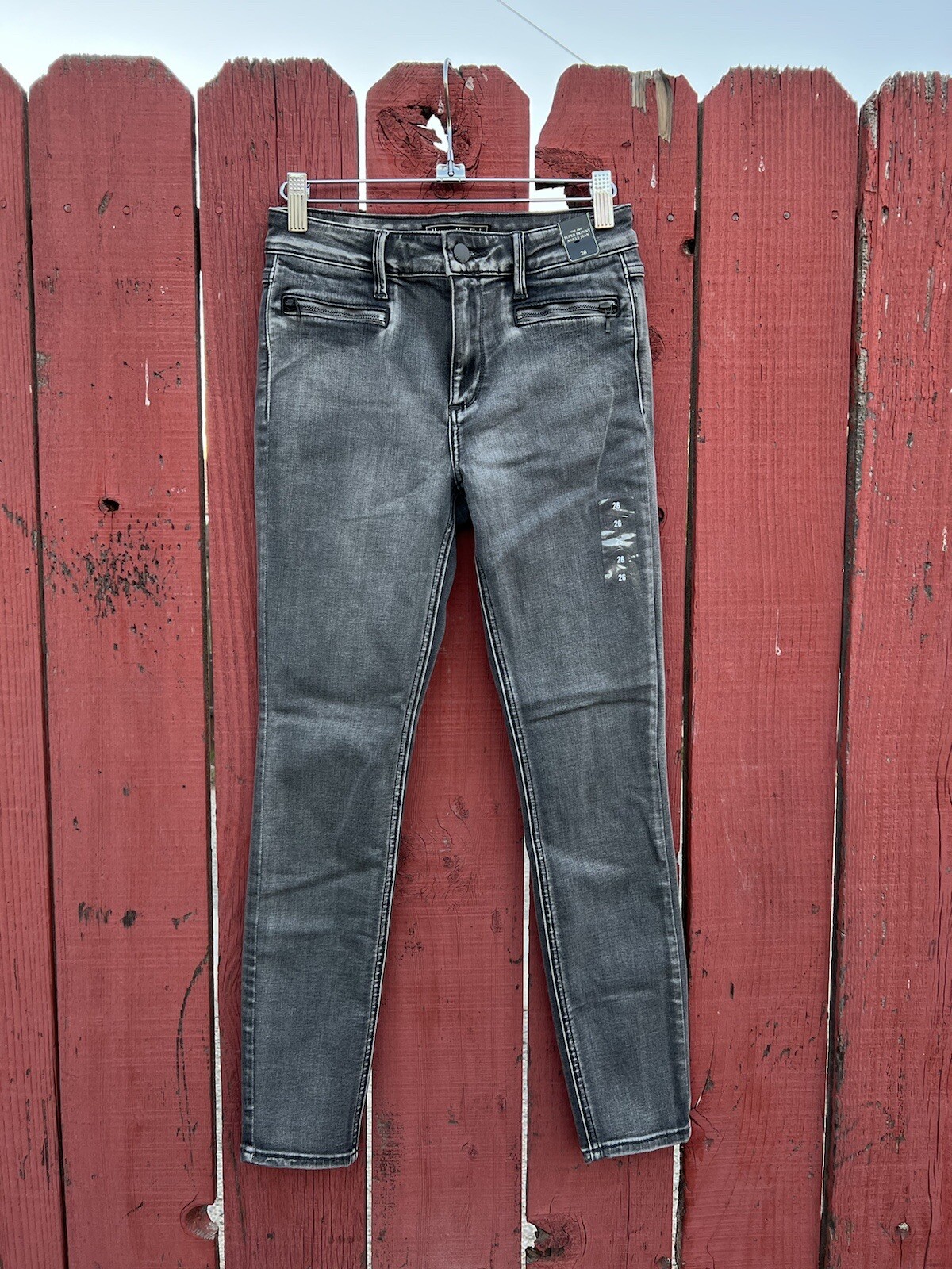Abercrombie & Fitch Super Skinny Ankle Jeans Grey Denim 26 New Gray Vintage NWT