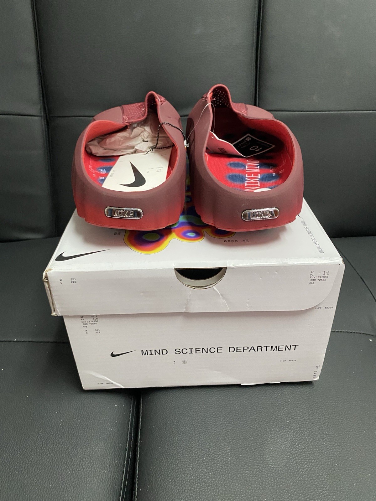 Nike Mind 001 Men’s Slide Sandals Rubber Upper Red Logo US 10 (EU 44)