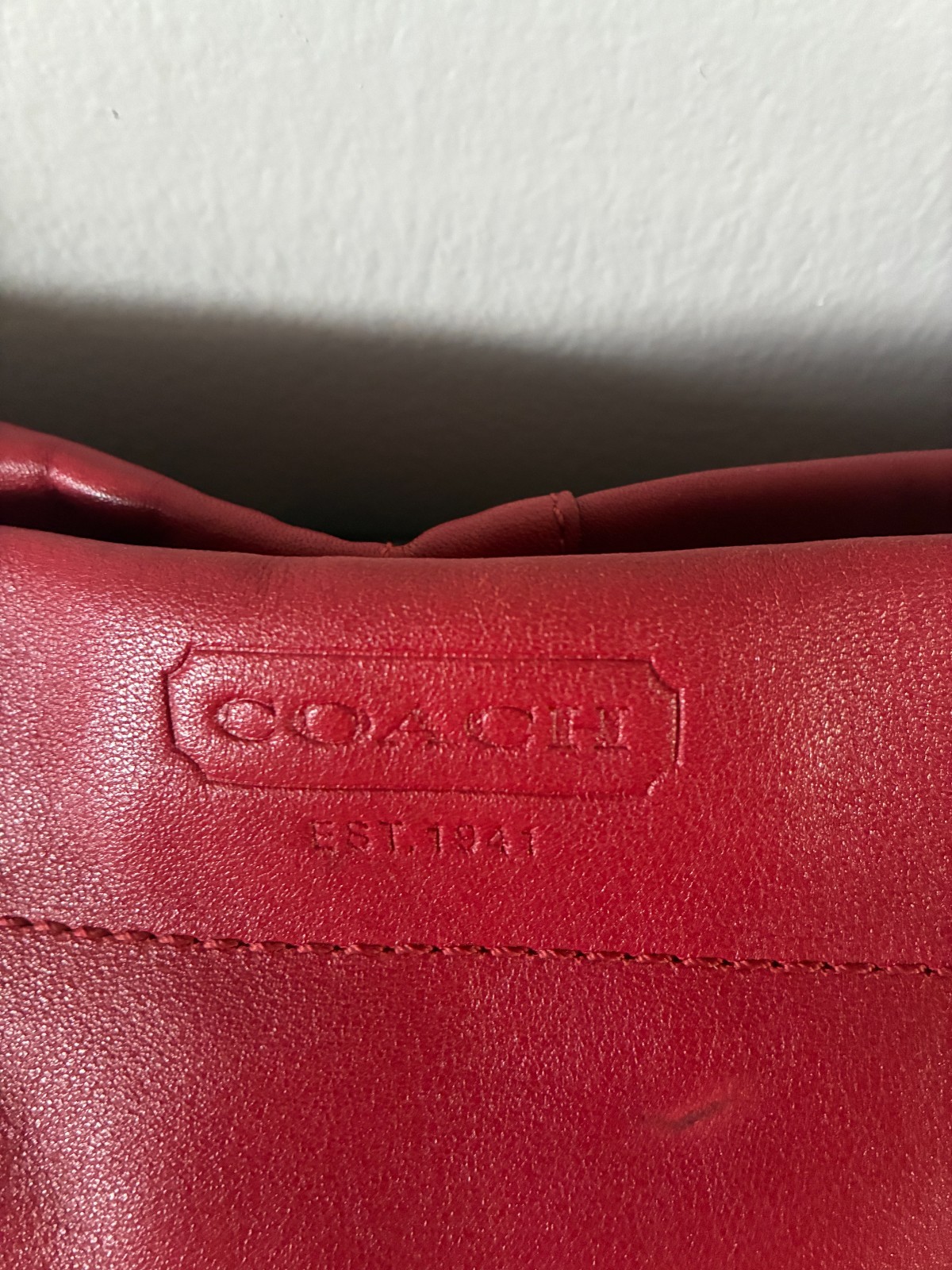 Coach Carly Satchel Purse Y2K Era Cherry Red Medium Size Bag with Stud Accents