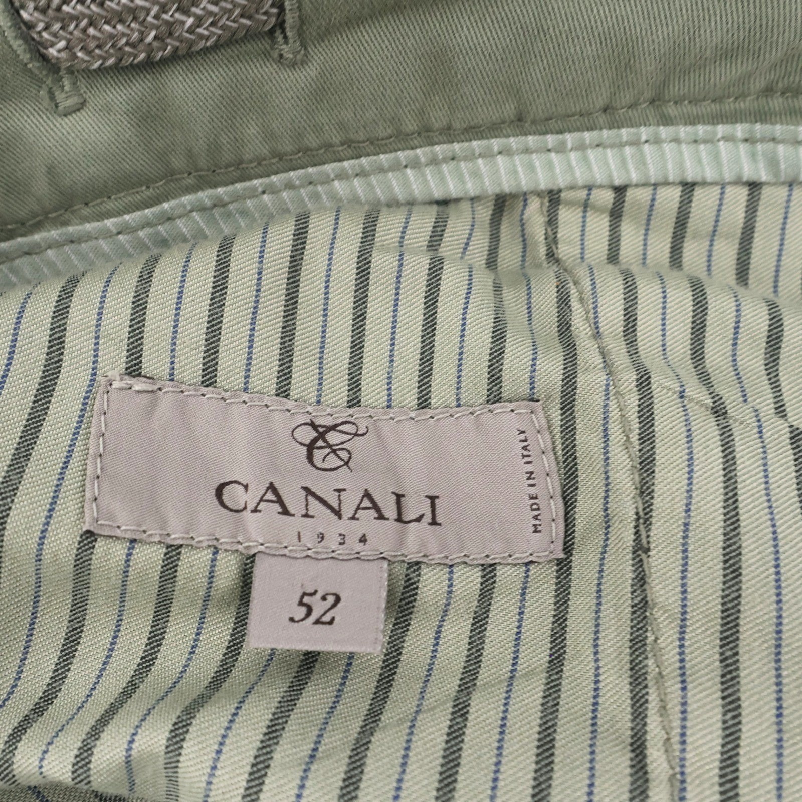 Canali Drawstring Waist Chino Stretch Pants Sage Green Mens XL Fits 36″ IT 52