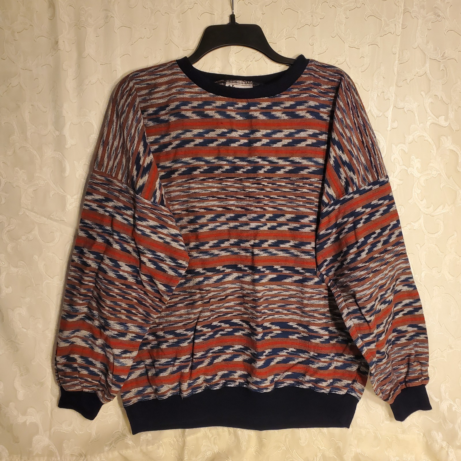 Vintage Guatamala Perez 100% Cotton, striped woven sweater, multicolored