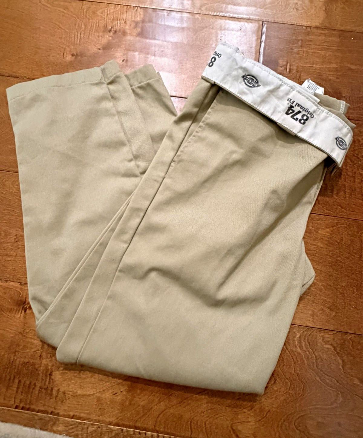 Dickies 874 Beige Workwear Pants Mens 34 Regular Straight Leg Flat Front