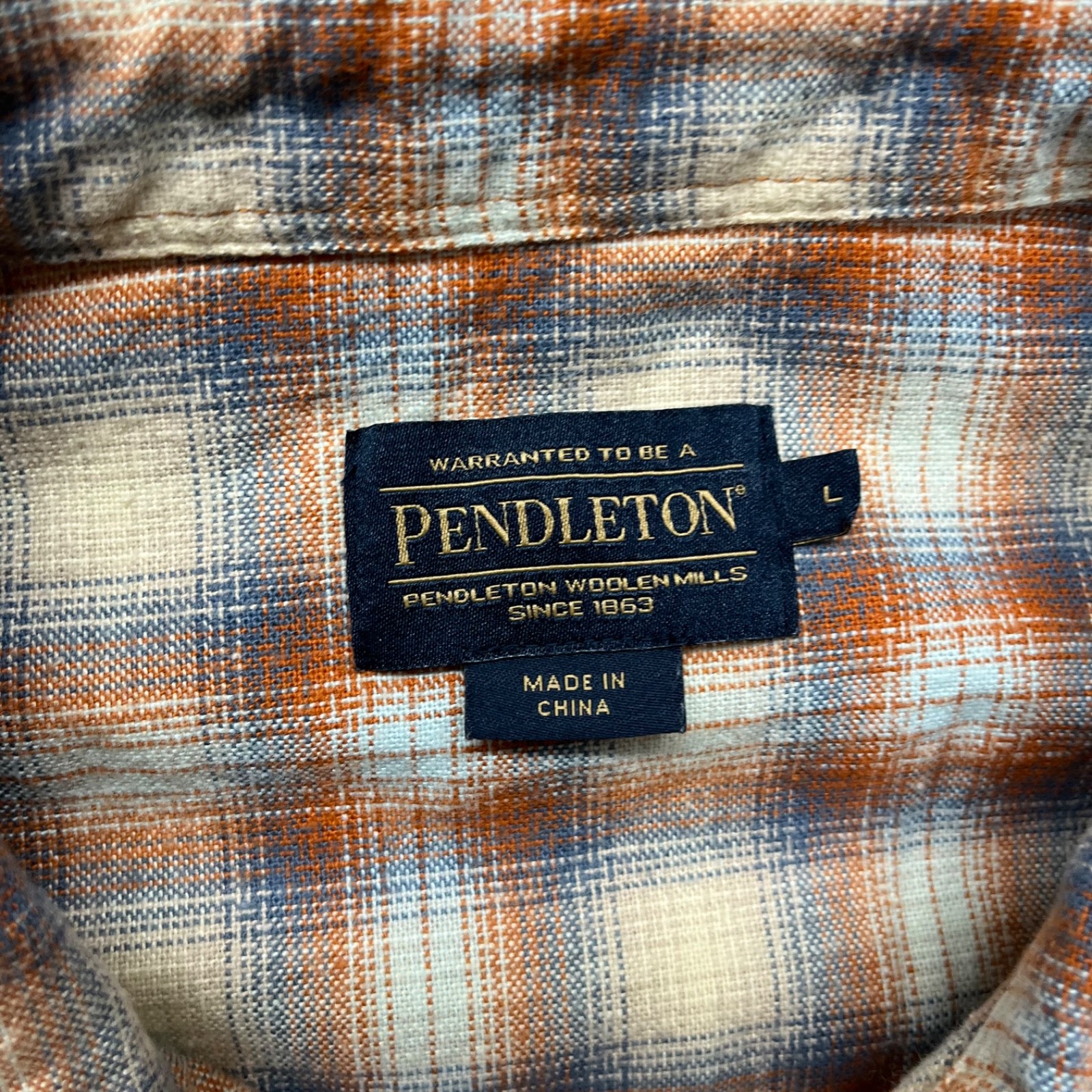 Pendleton Wyatt Shirt Mens L Orange Plaid Pearl Snap Flannel Western Classic