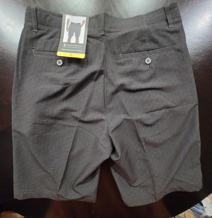PEBBLE BEACH MEN’S DRY LUXE PERFORMANCE Black 9′ Inseam SHORTS 30,32,34,36,38,40