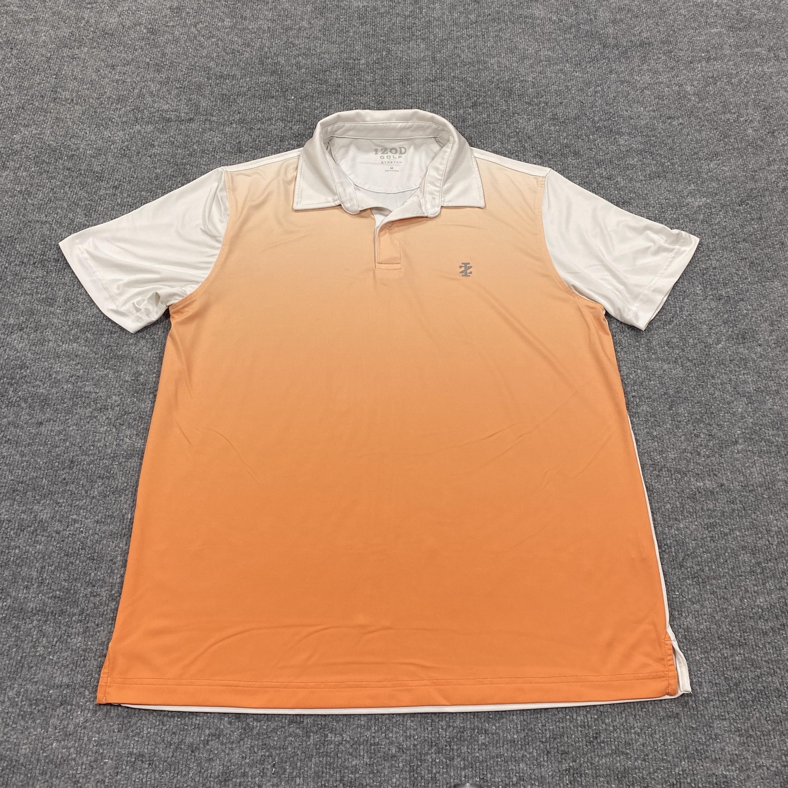 IZOD Polo Shirt Mens Medium Orange Polyester Elastane Stretch Golf Performance