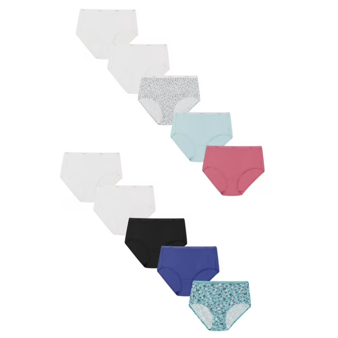 Hanes Womens 20-Pack Cotton Briefs Lady Underwear Panties Assorted Colors Prints