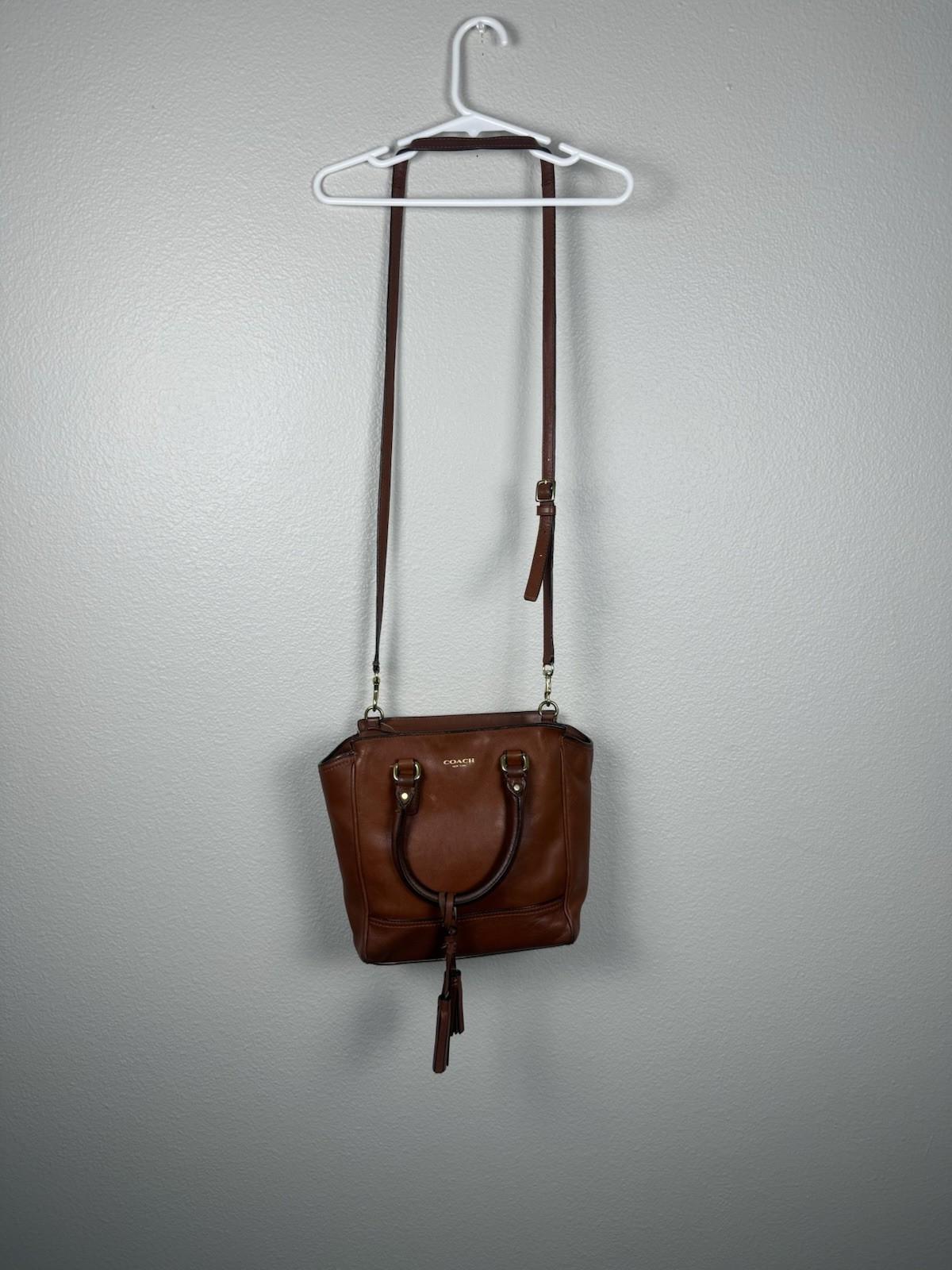 Coach Legacy Leather Mini Tanner Satchel Crossbody Bag Brown Tassel Purse
