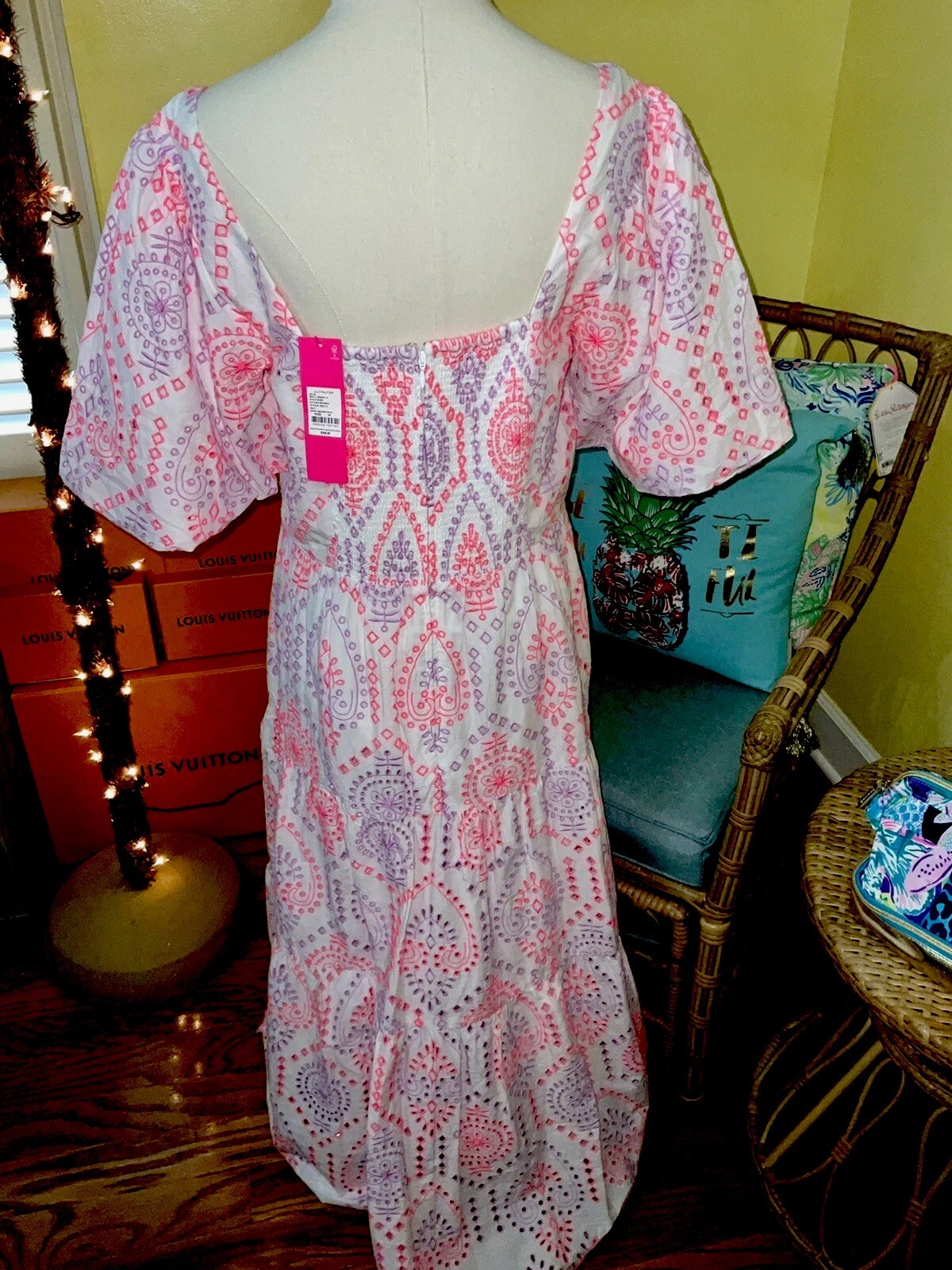 Lilly Pulitzer NWT Katalina Midi Eyelet Dress Sunset Dreamer Eyelet $348 Size 14