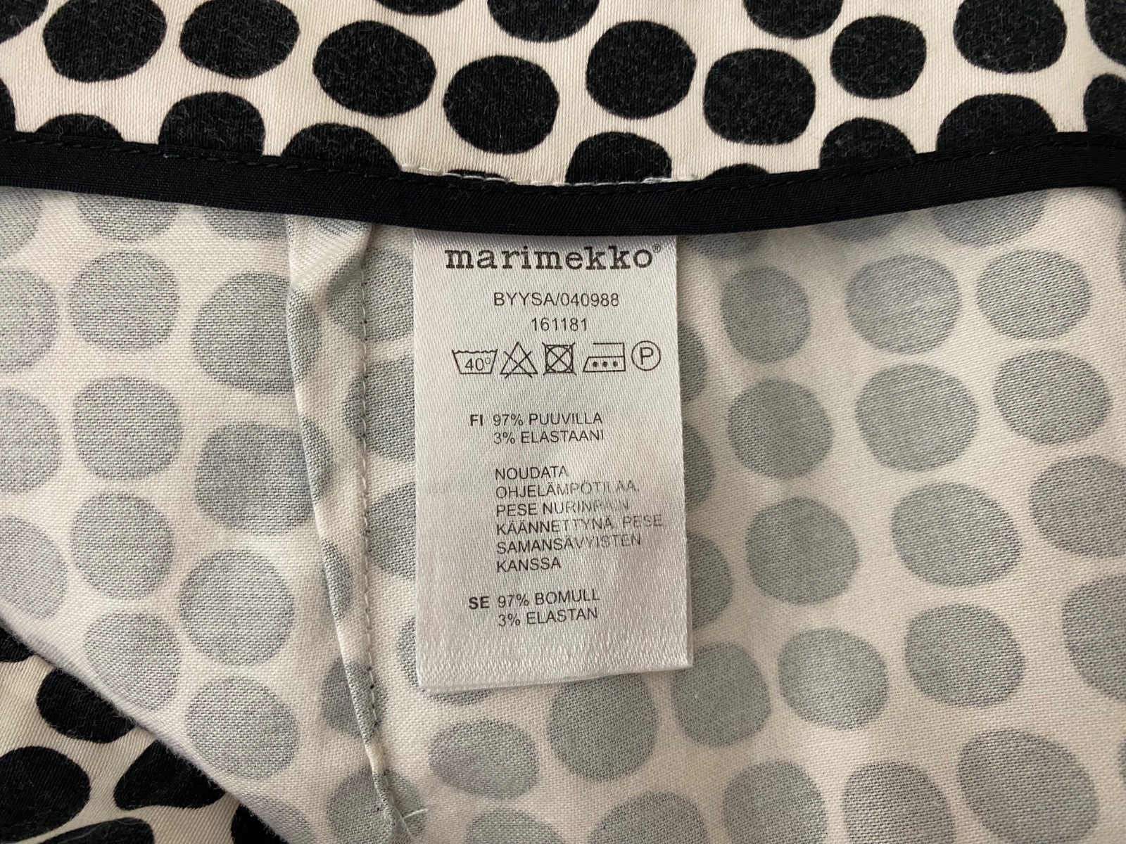 MARIMEKKO women’s pants trousers 97% cotton 3% elastane Size 34
