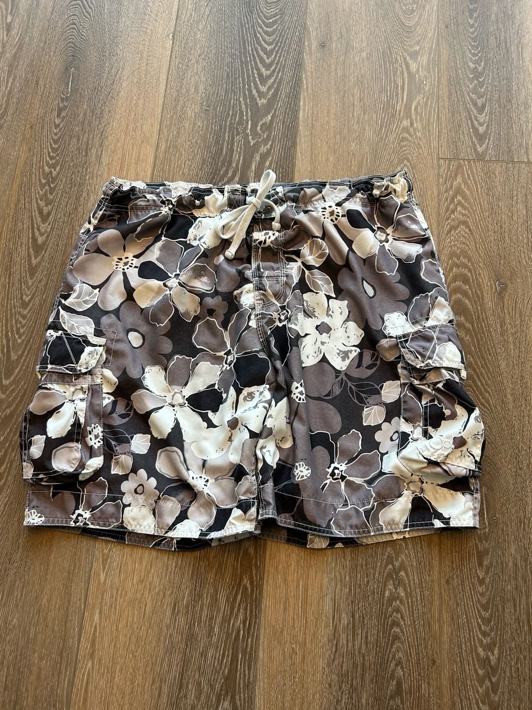 Ocean Pacific (OP) Men’s Floral Print Cargo Board Shorts Swim Trunks