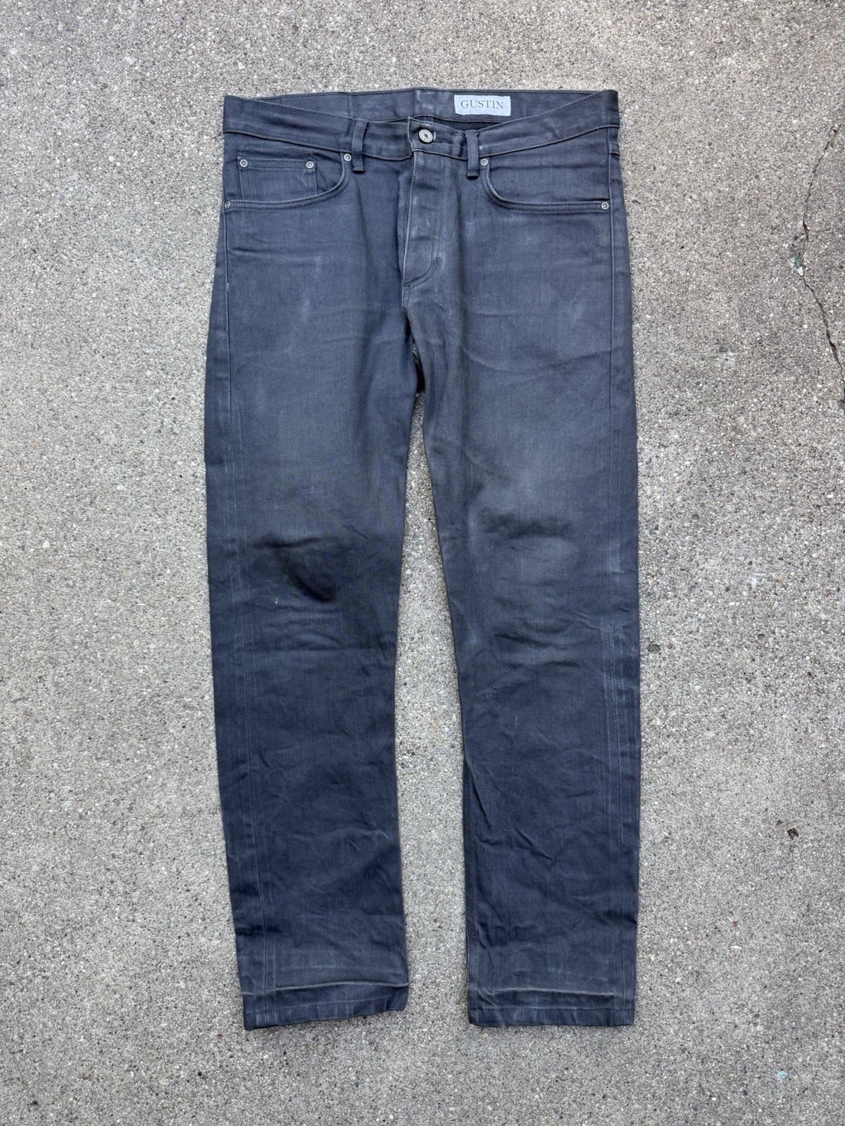 Gustin California 116699 Grey Raw Selvedge Denim Jeans Slim Fit Size 34 – USA