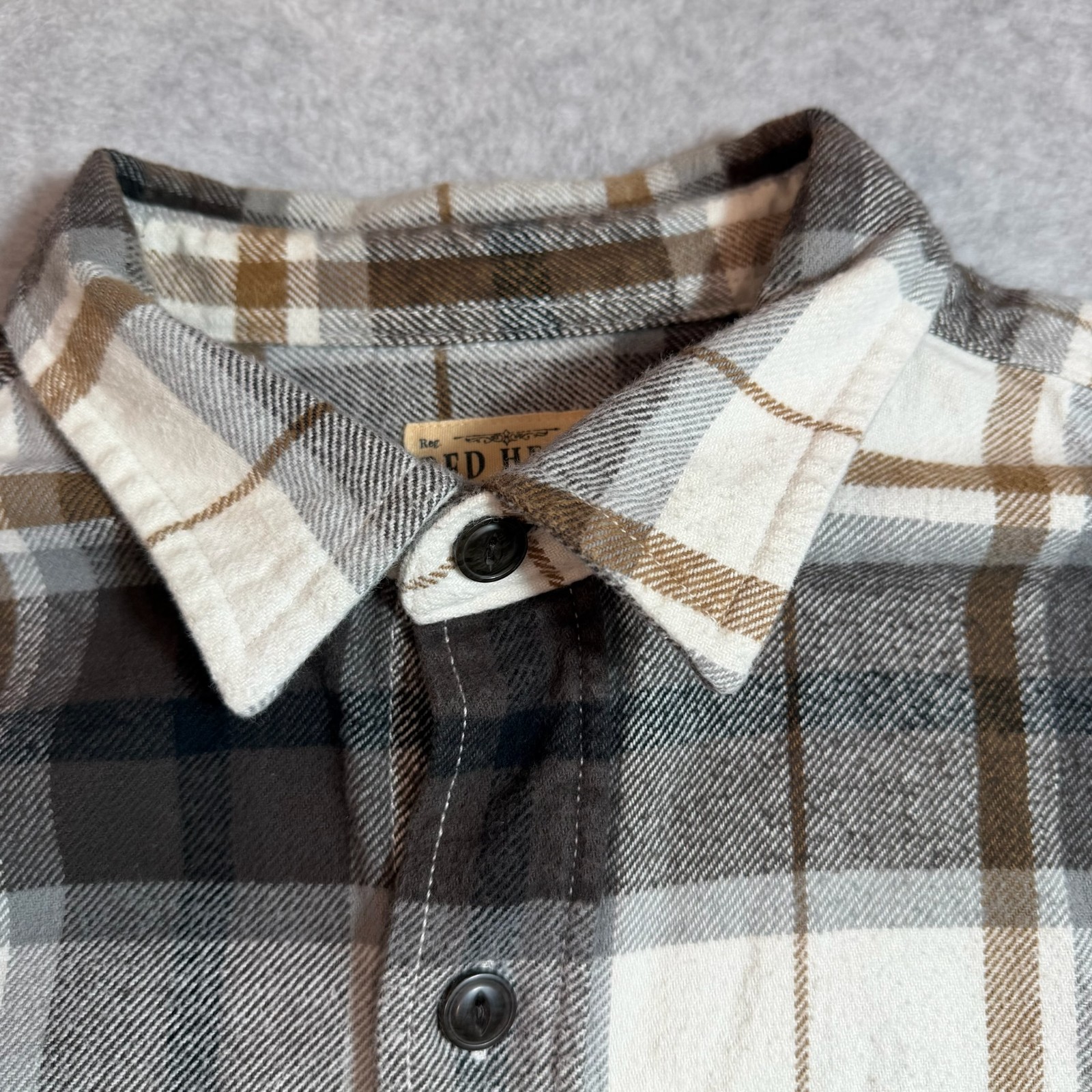 Red Head Heavyweight Flannel Shirt Men’s XLT Brown Black Plaid Cotton Workwear