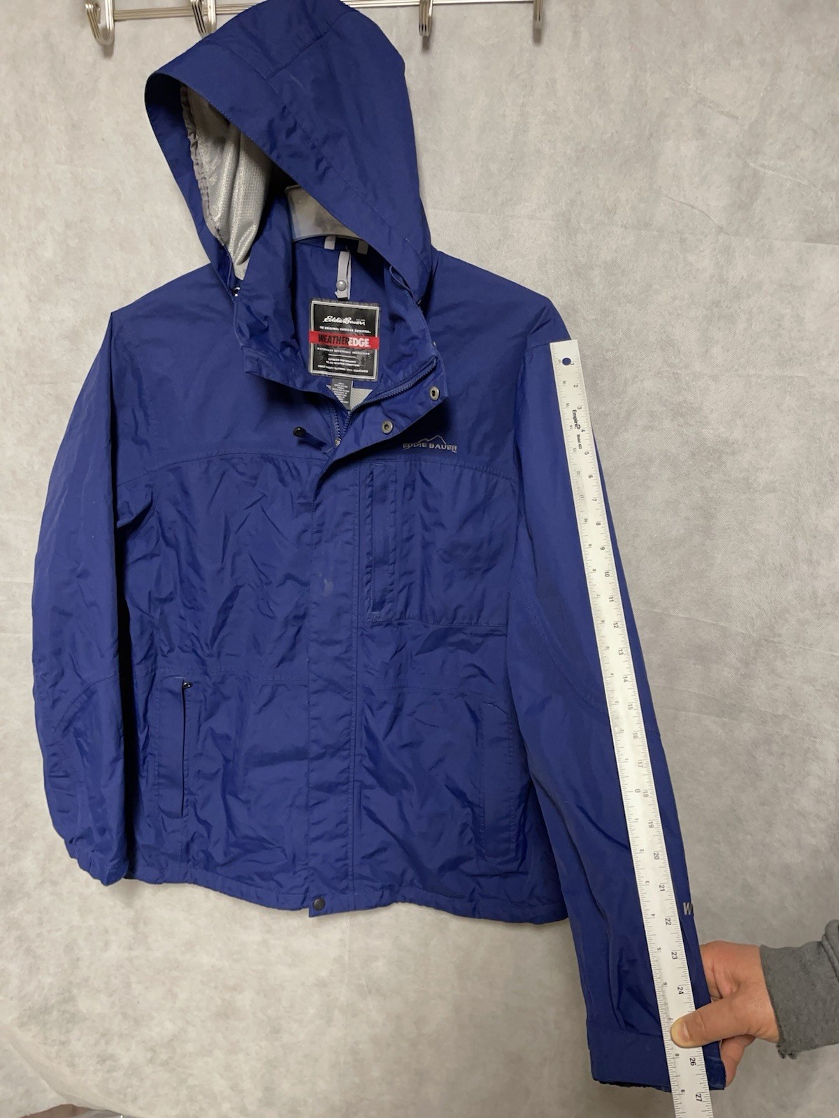 Eddie Bauer Jacket Men L Windbreaker Ripstop Outdoor Weatheredge Hood Rain Coat