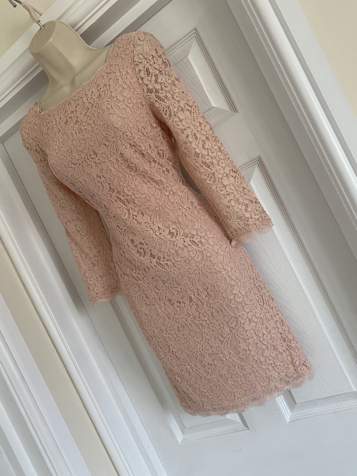 ADRIANNA PAPELL NEW YORK BNWT APPLIQUÉ LACE SIZE 8/10 BLUSH WIGGLE PARTY DRESS