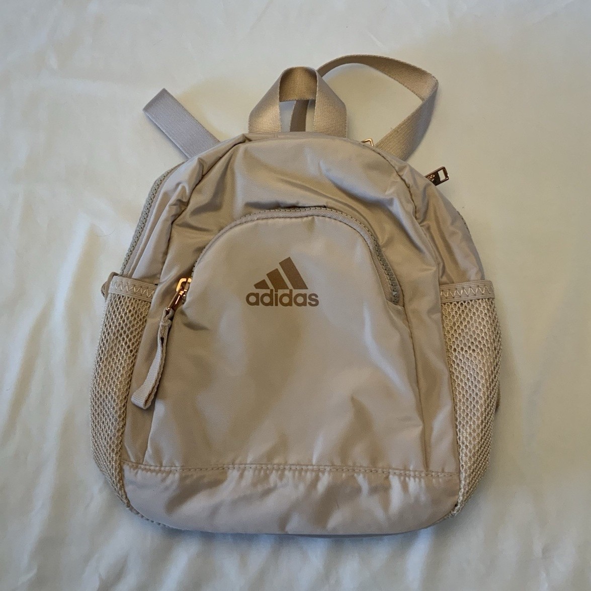 adidas Small Beige Kids Backpack 100% Recycled Polyester Adjustable Strap