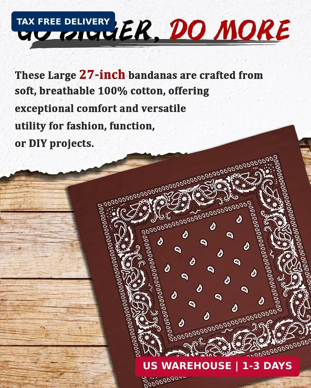 Bycc Bynn Large 27″ x 27″ 100% Cotton Bandanas – Set of 4