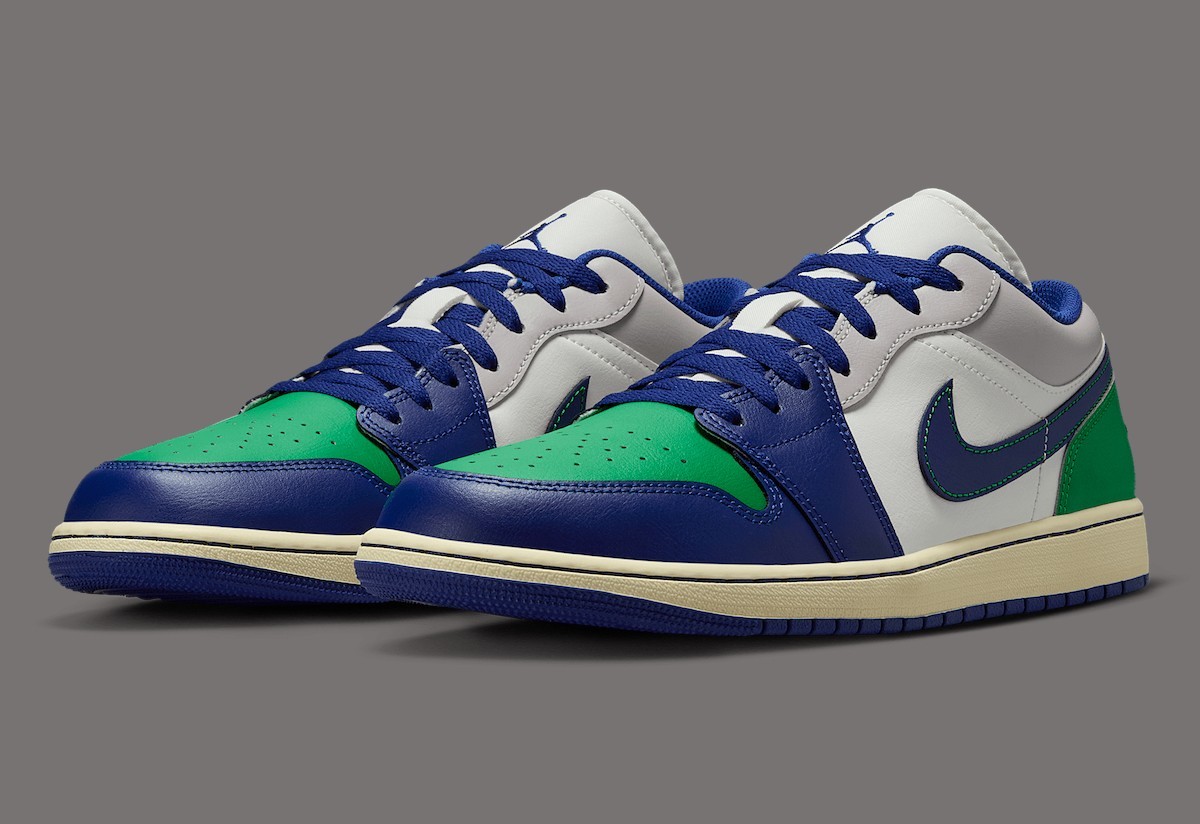 Nike Air Jordan 1 Low Shoes Rare Air Sail Blue Green Grey 553558-147 Men’s NEW