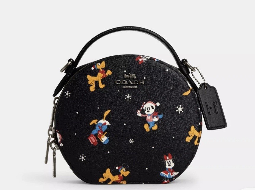 Coach Disney X Coach Canteen Crossbody With Holiday Print Gunmetal/Black