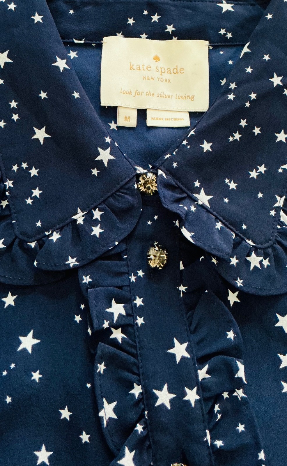 Kate Spade Star Bright Night Sky Silk Shirtdress SZ Medium With Belt NWOT