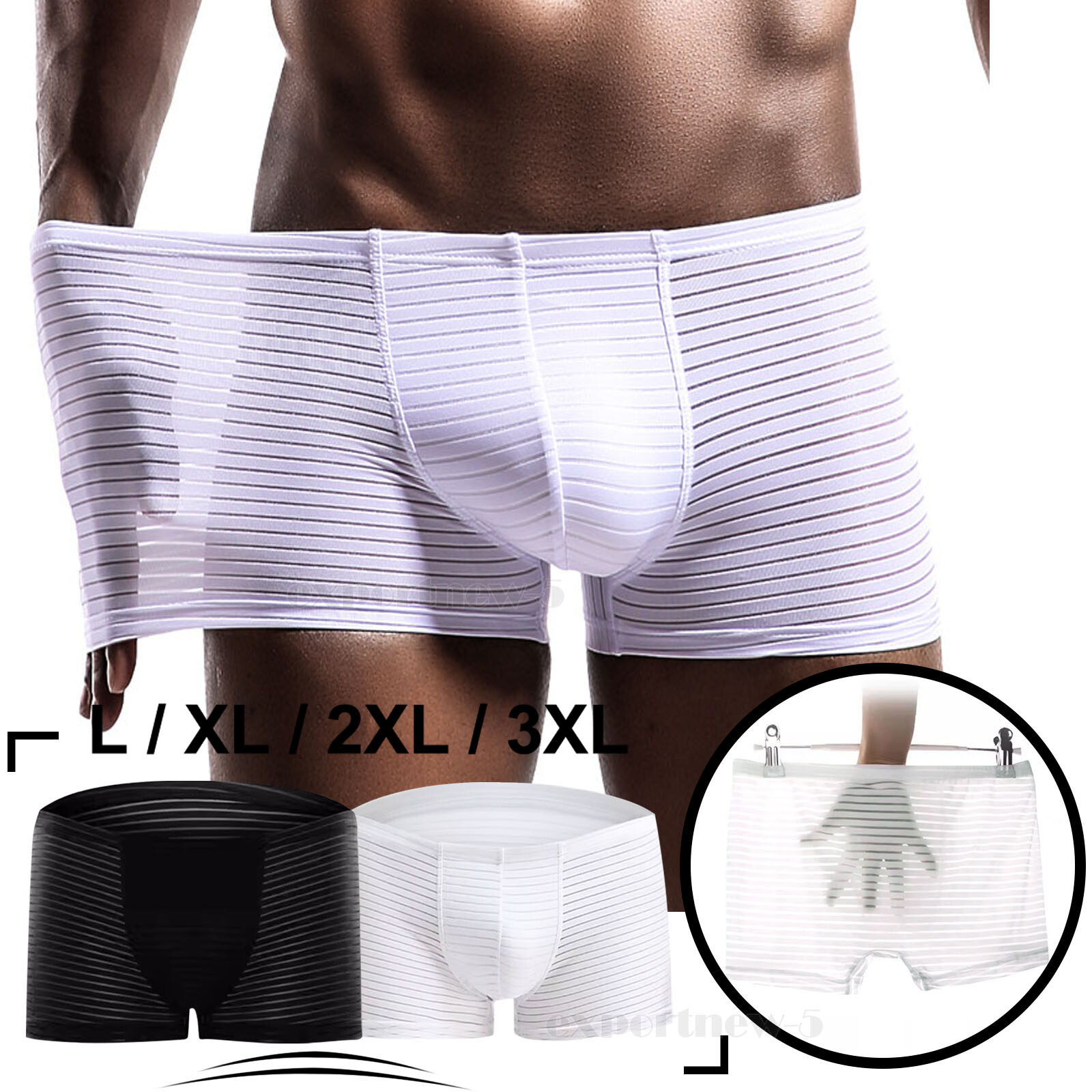 Men’s Sexy Underwear Boxer Briefs Ice Silk Shorts Panties Mesh Pouch Underpants