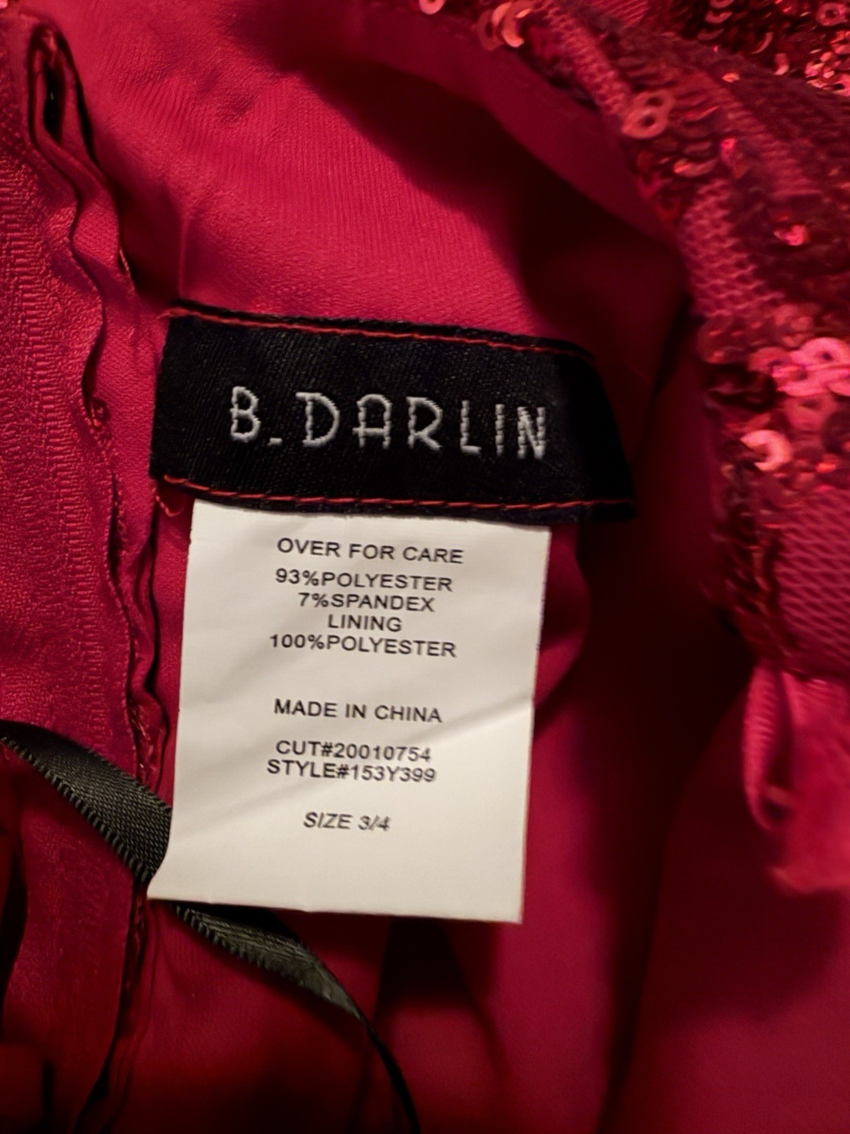 B. Darlin Red Sequin Sweetheart Bodycon Mini Dress Strappy Lined Zip 3/4