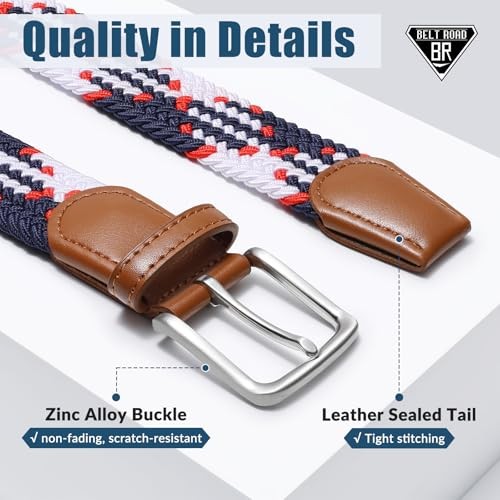 Elastic Braided Belt Men – M: 34″-38″ Stretch Adjustable Colorful-02