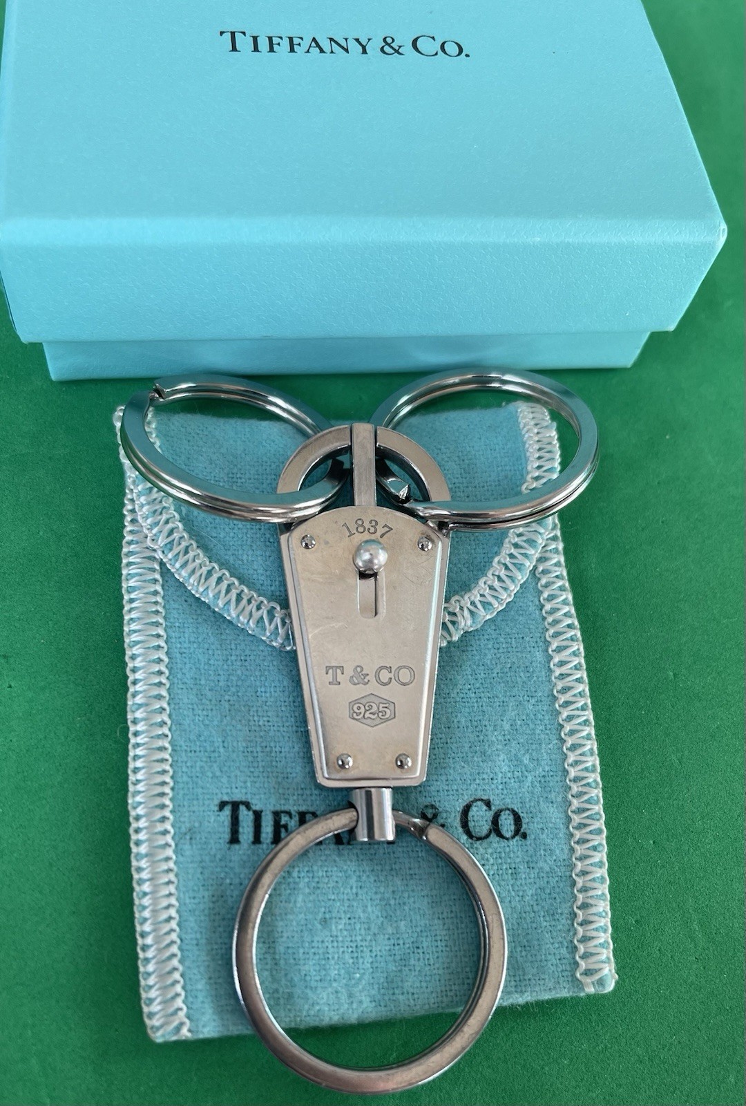Tiffany & Co. Triple Valet 1837 Sterling Silver .925 KeyChain KeyRing KeyHolder