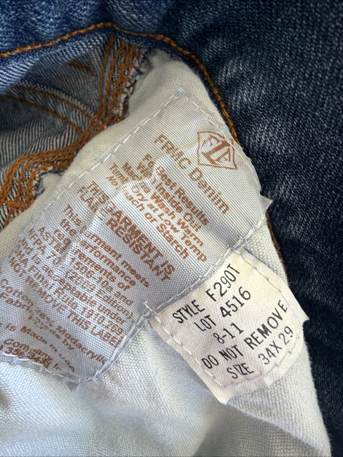 Tyndale FR Jeans Mens 34 X 29 Blue FRMC Flame Resistant Cat 2 F290T Made In USA