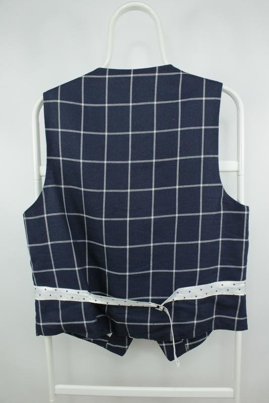 Men Corneliani Vest Navy Lino/Cotton/Silk Blend