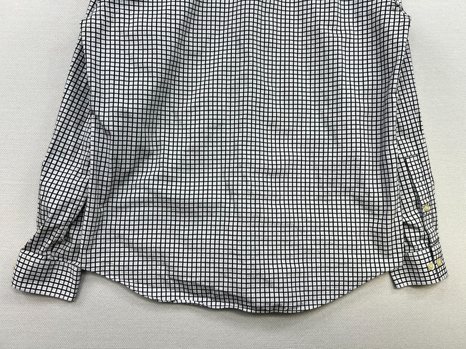 Michael Kors Mens Slim Fit Button-Up Shirt Long Sleeve M 15.5 White Black Check
