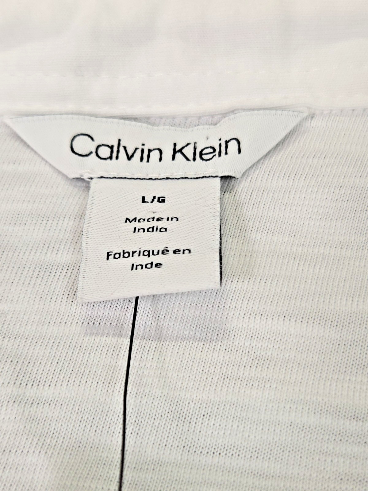 Calvin Klein V-Neck Spell Out Cotton Polo Brilliant White Mens Large