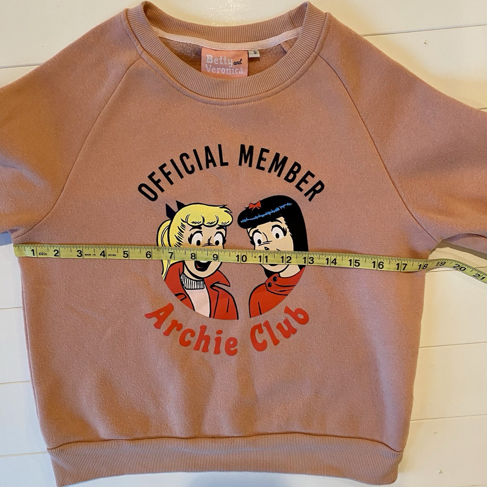 Retro Betty And Veronica Official Member Archie Club Pink Sweatshirt Size S