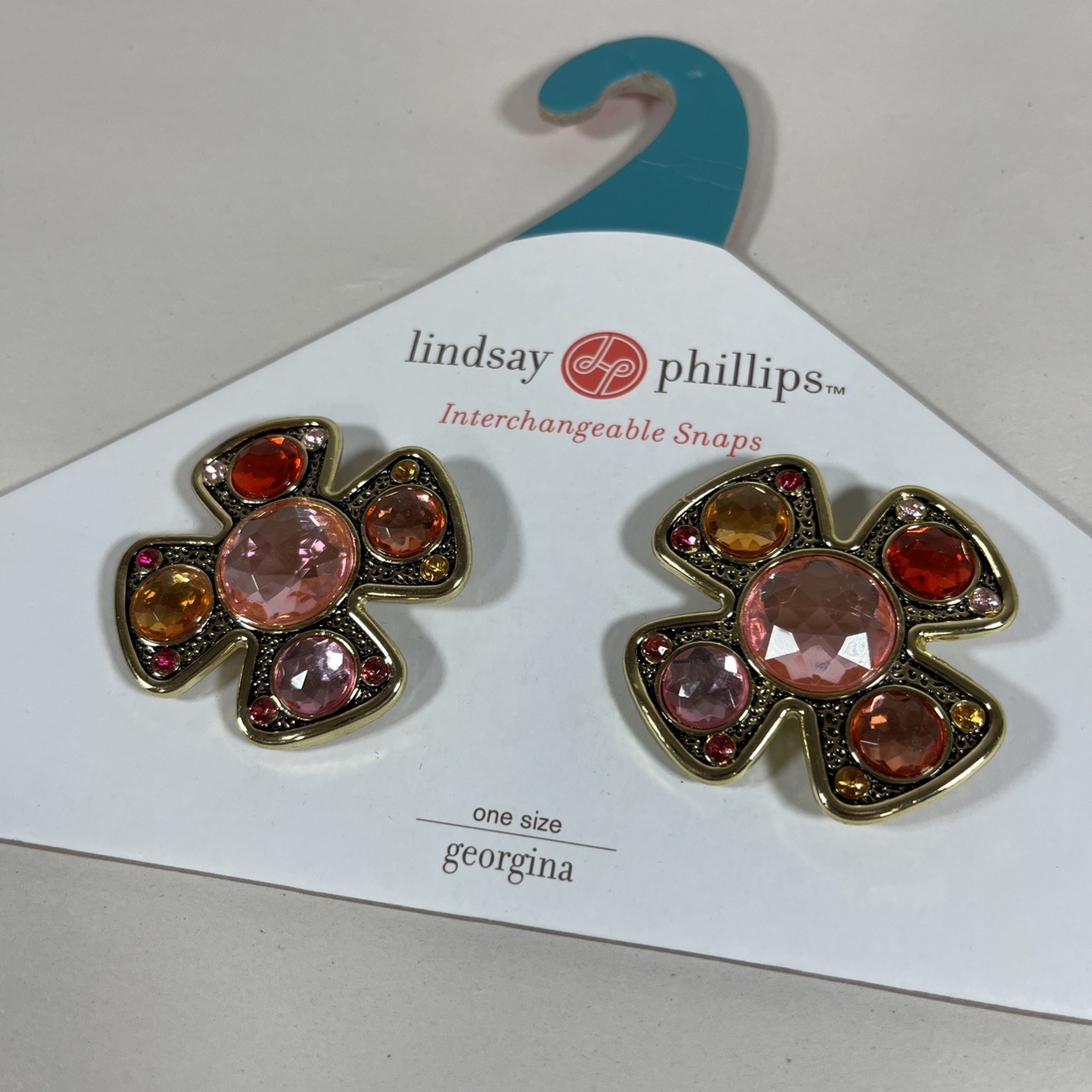 Lindsay Phillips SwitchFlops SNAPS Georgina CROSS Pink Red Rose Stones Gold Trim