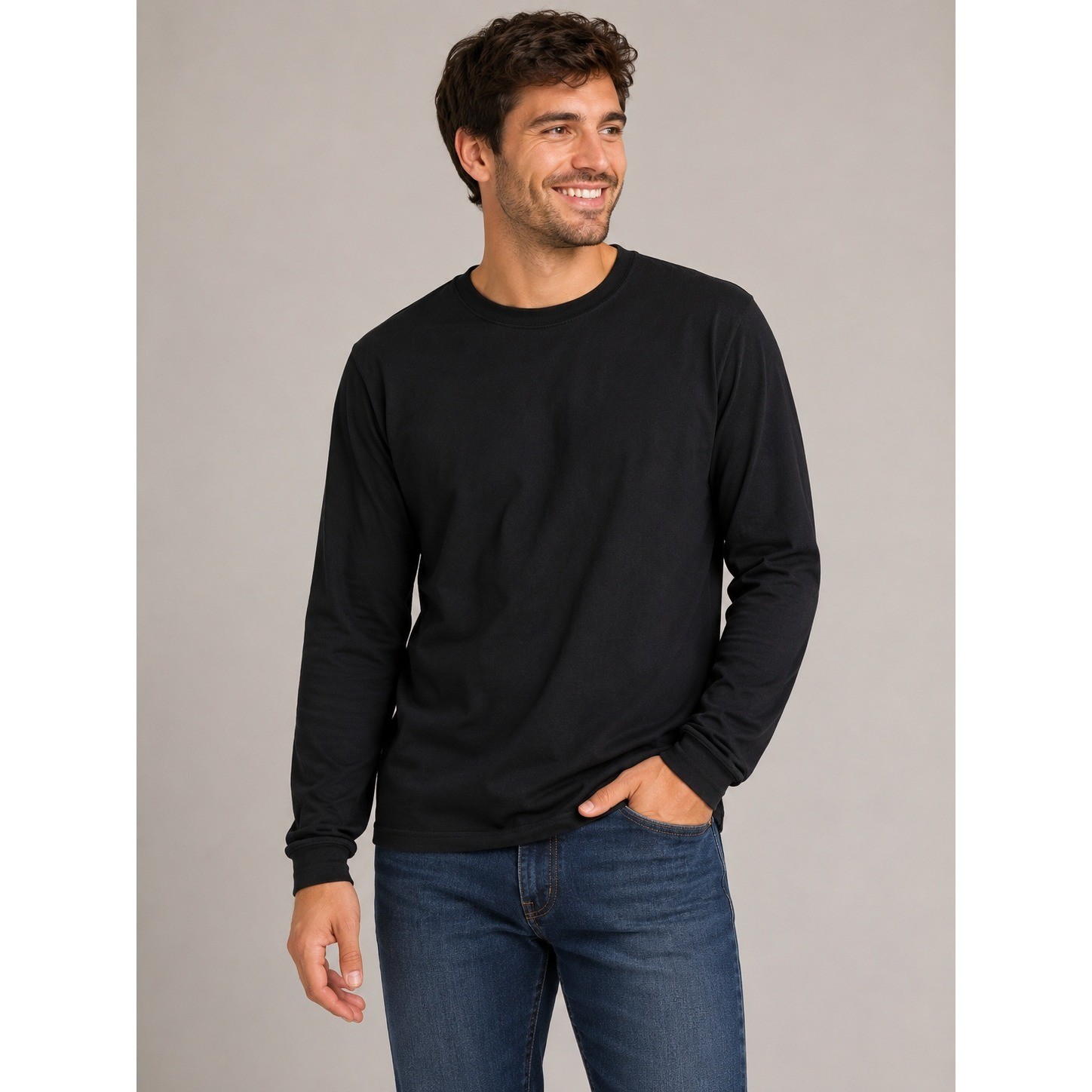 Hanes X-Temp Mens 2XL Black Long Sleeve T-Shirt Performance Crew Neck Tee