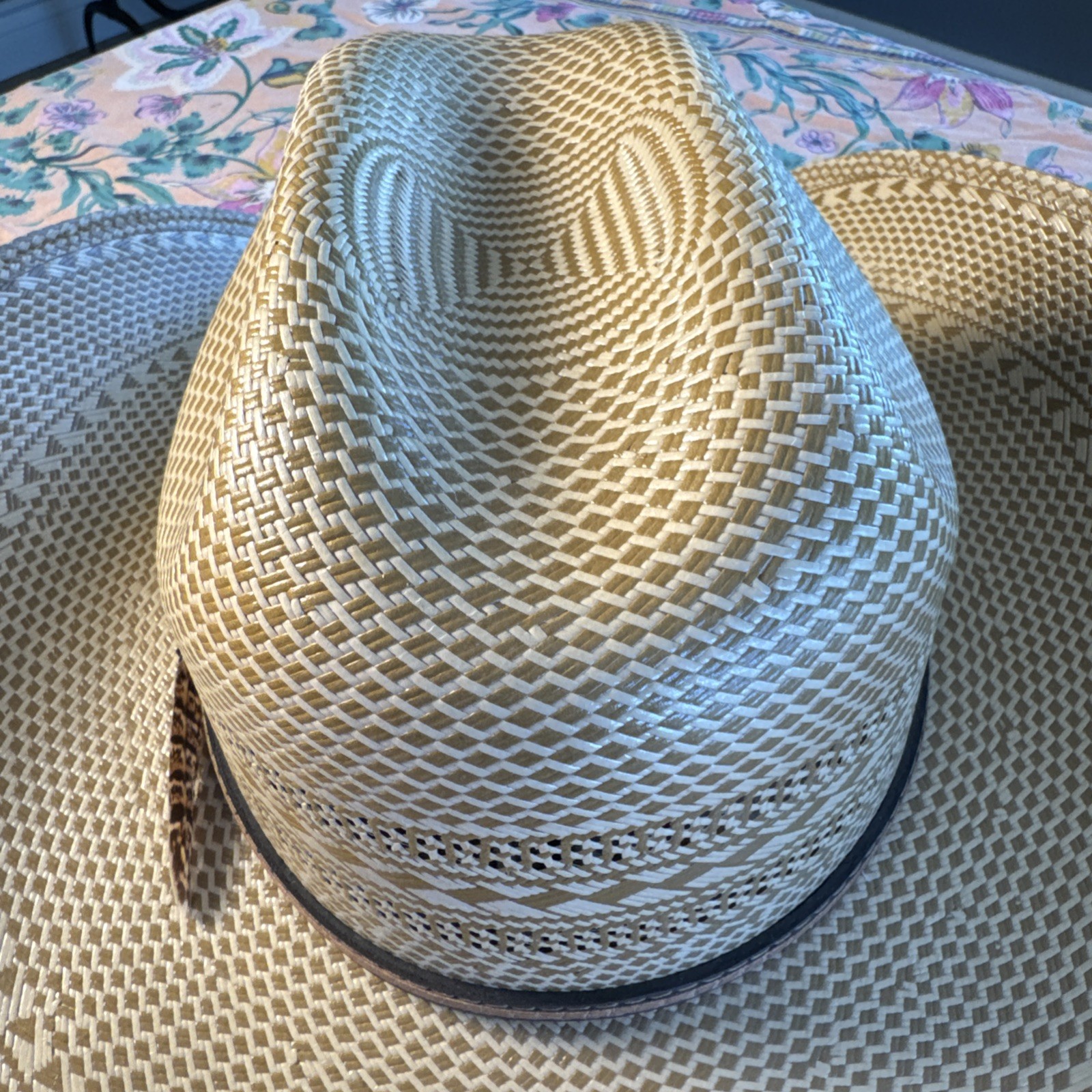 Larry Mahan’s 10X LAREDO Straw Leather Belted Western Cowboy Hat Men 7 3/8 MINT