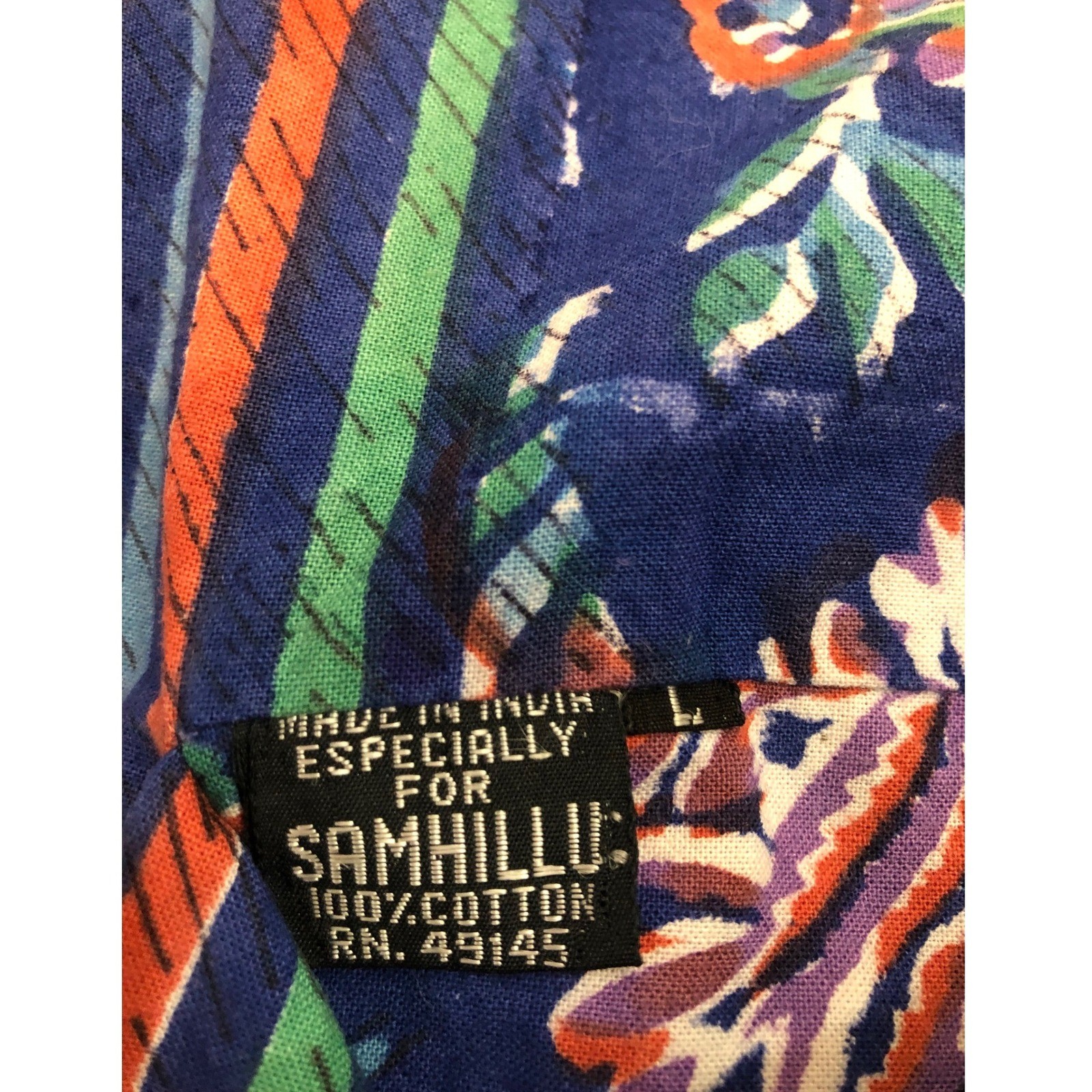 Samhillu Reversible Quilted Jacket Women Large Blue Red Floral Cotton India Boho