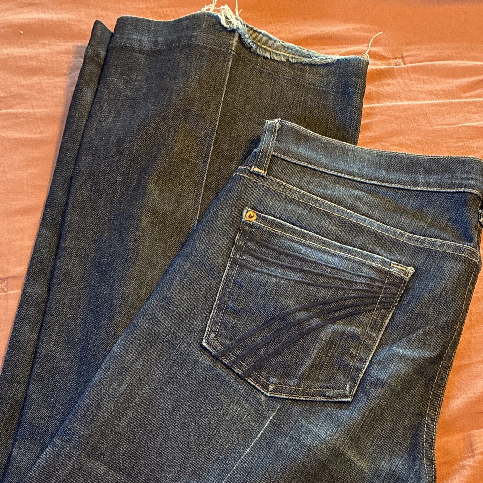 7 For All Mankind Women’s Dark Wash Blue Bootcut Denim Jeans 5-Pocket Logo S: 29