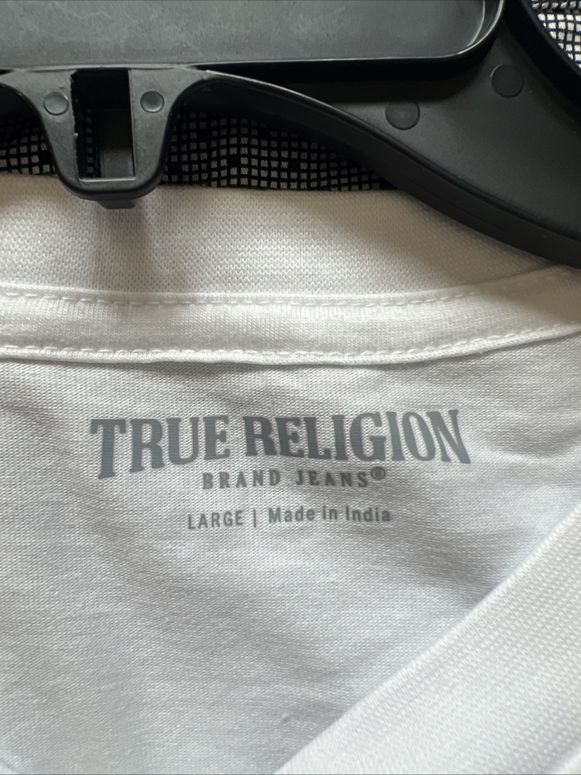 NWT True Religion Baby Tee Optic White Contrast Stitch Size L Cropped Versatile