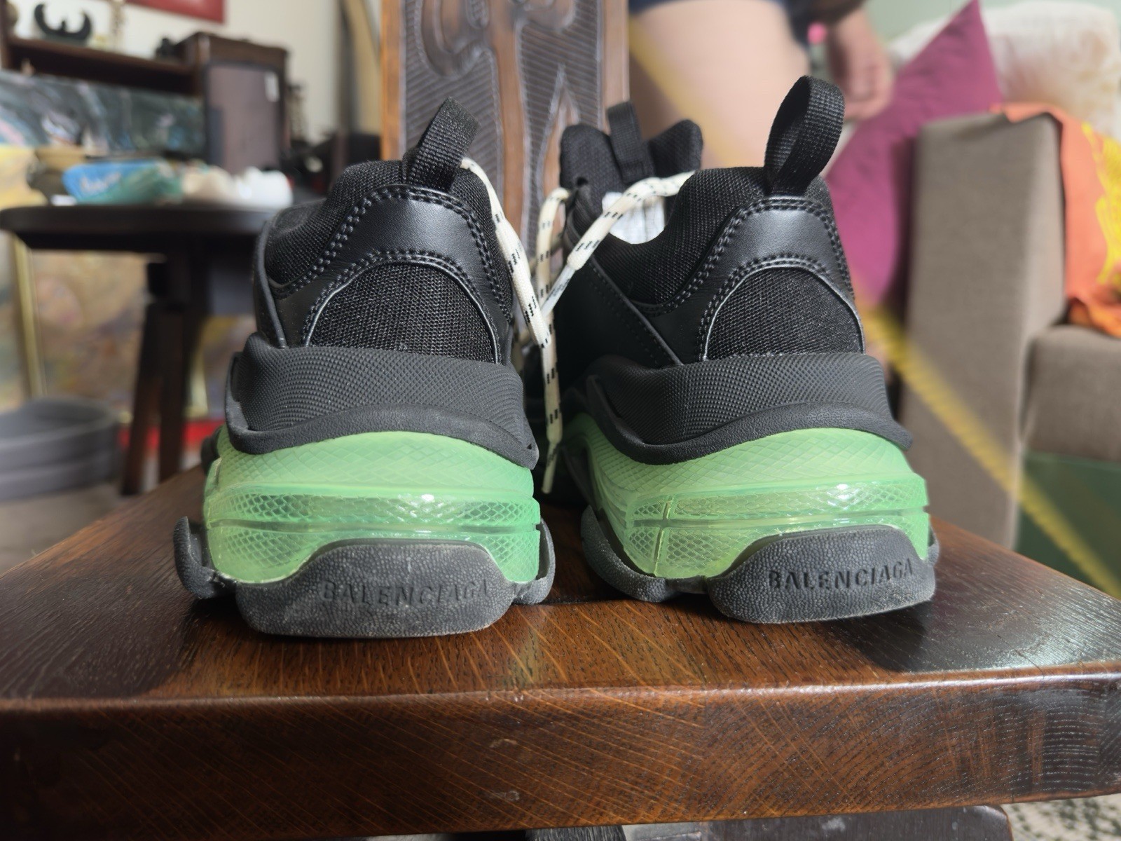 Balenciaga Triple S Sneakers Black Green EU 38 with Box