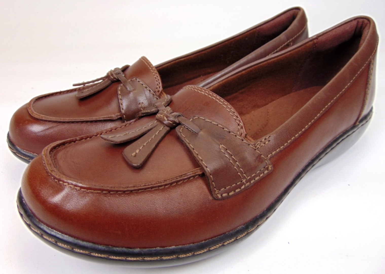Clark Collection Women’s Ashland Lily Dark Tan Leather Loafers Size 8.0 M,