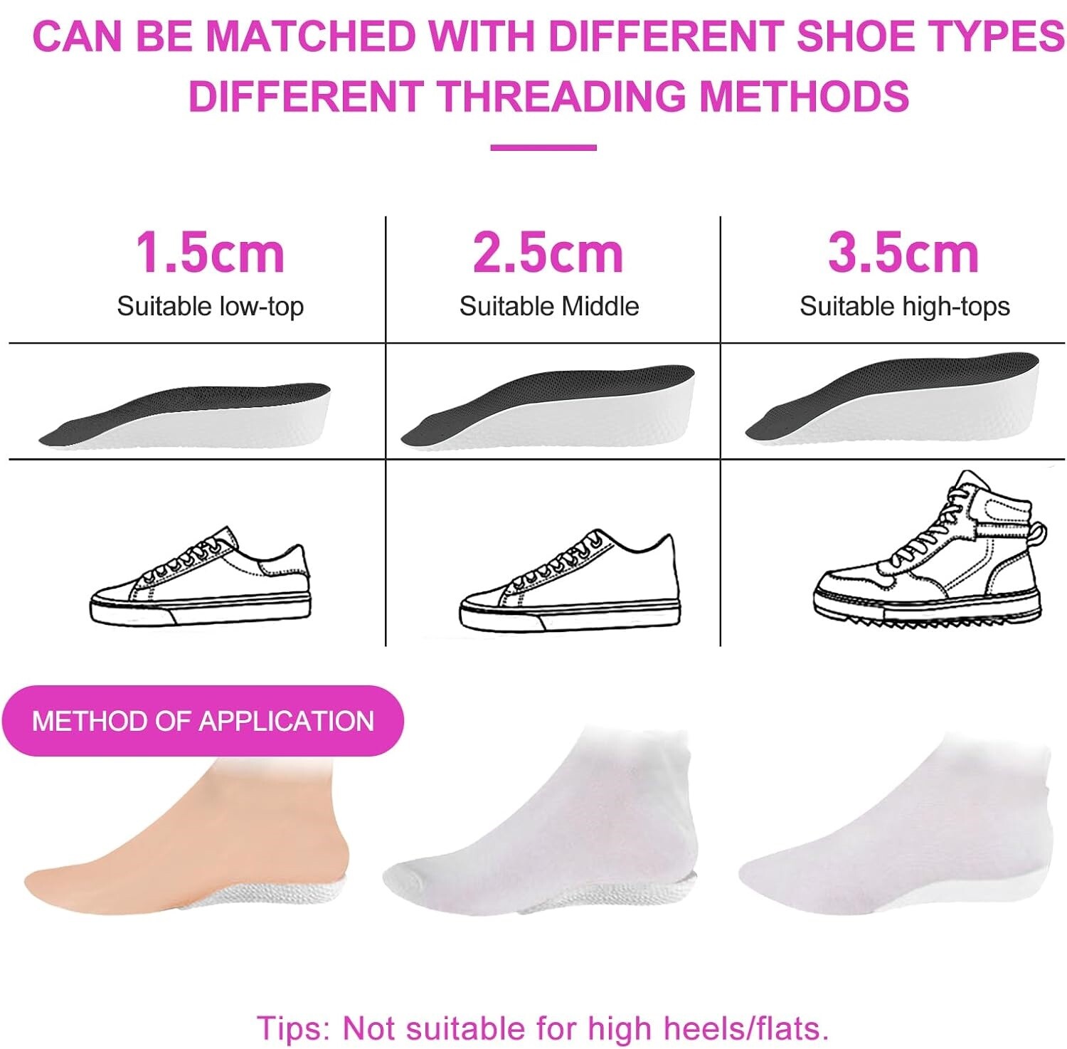 Height Increase Insoles Orthotic High Cushion Insole Arch Support Flat Feet Reli