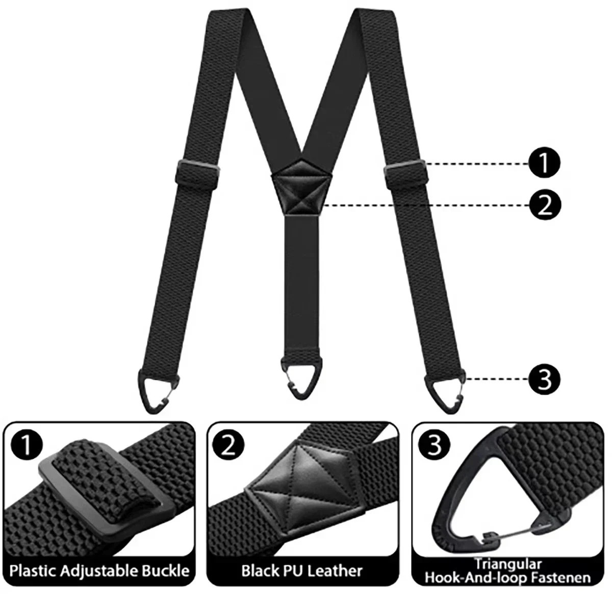 Heavy Duty Elastic Suspenders for Men Trouser Pants Braces Strap Work Belt US