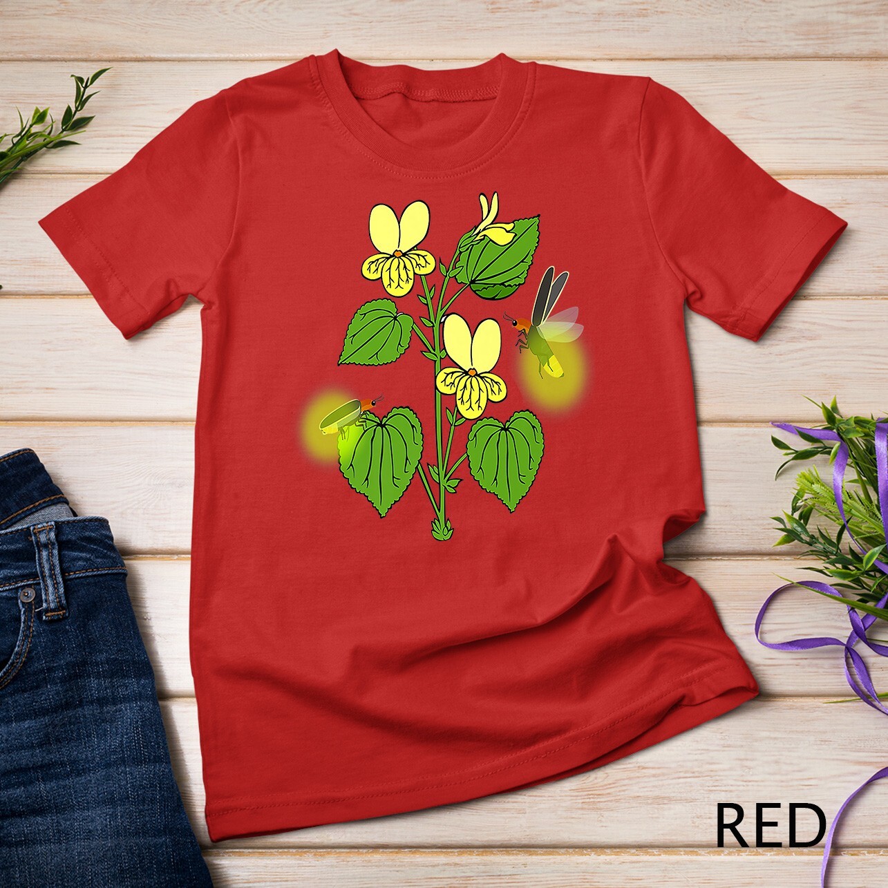 Lightning Bugs and Flowers Bugs Insects Entomology Beetle Premium Unisex T-shirt