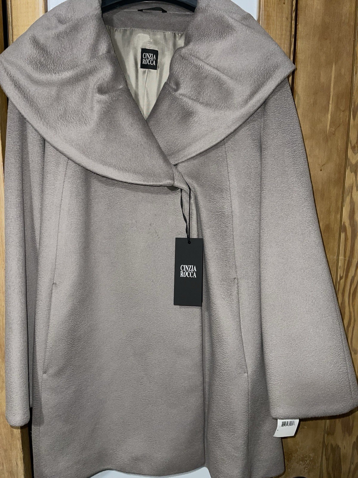 Cinzia Rocca Virgin Wool Coat Woman’s 8 Light Taupe Brand New Made In Italy