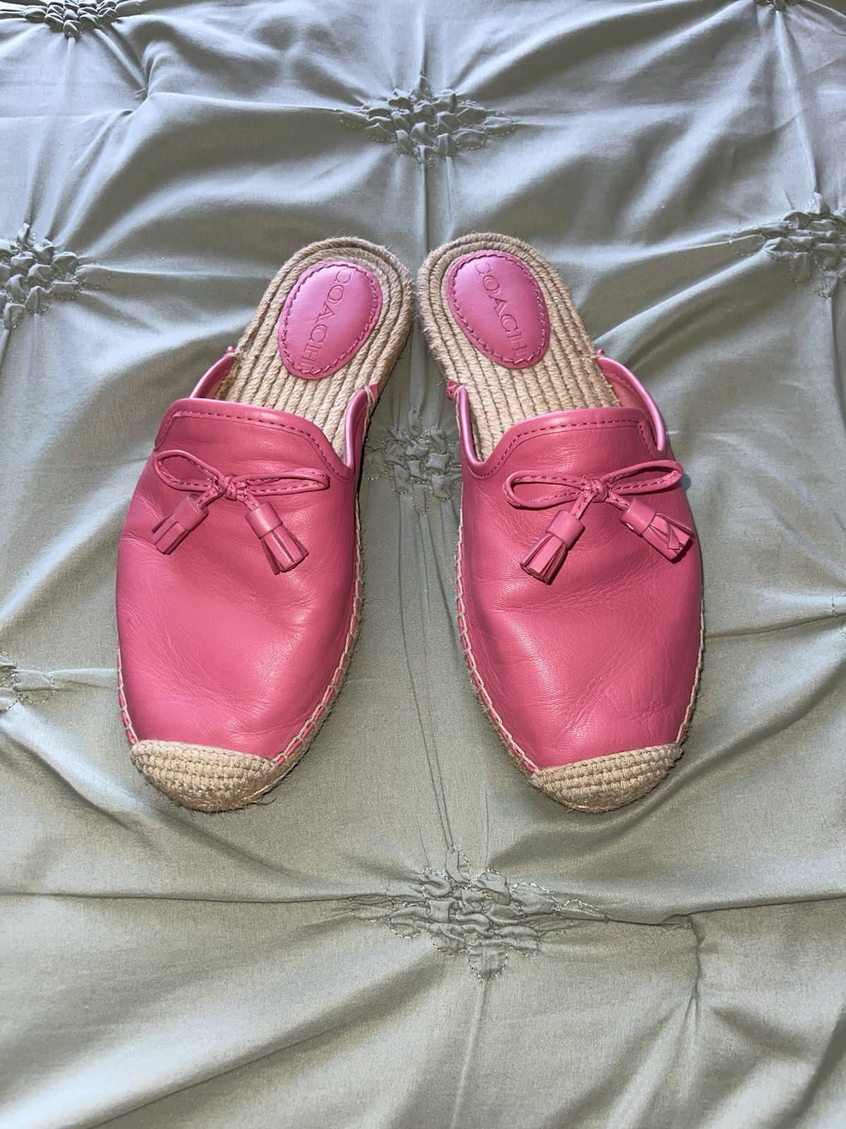 Coach Pink Leather Tassel Slip-On Flats Women’s EU 37.5 Closed Toe
