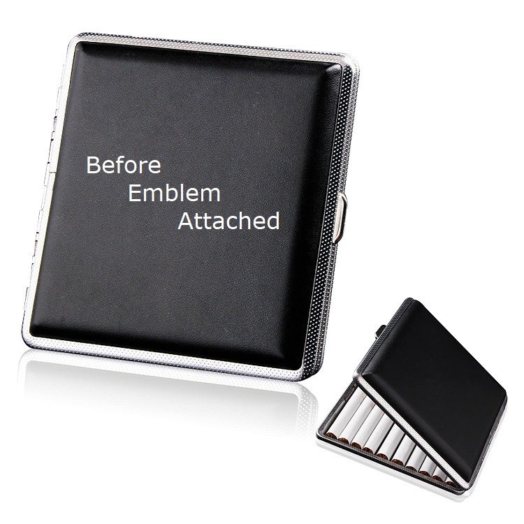 IRON CROSS Cigarette Case – Leather Stainless Steel – Enameled Steel Emblem