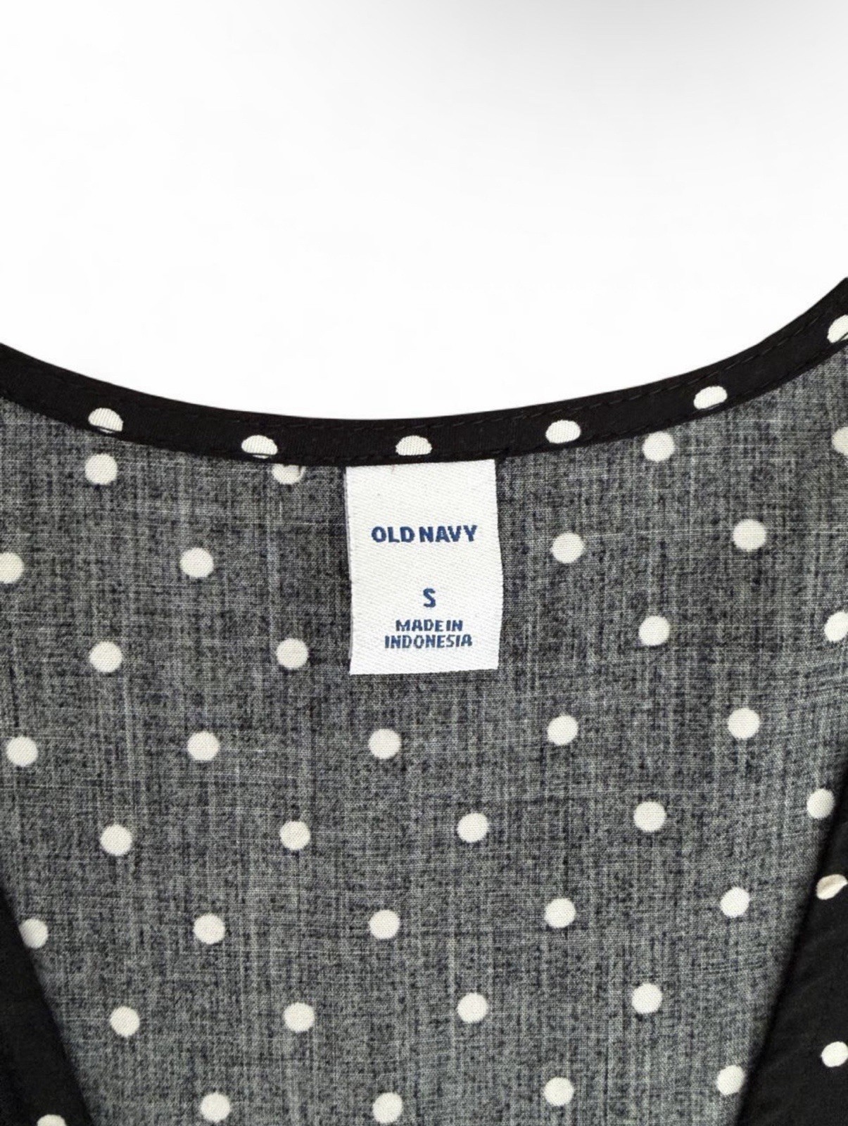 Old Navy Black/White Polka Dot V-Neck 3/4 Sleeve A-Line Knee Dress S
