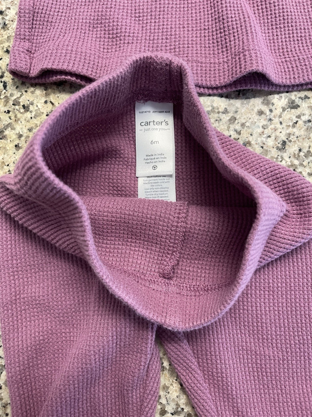 Carter’s Purple Waffle Thermal 2pc Long Sleeve Top Pants Set 6 Months