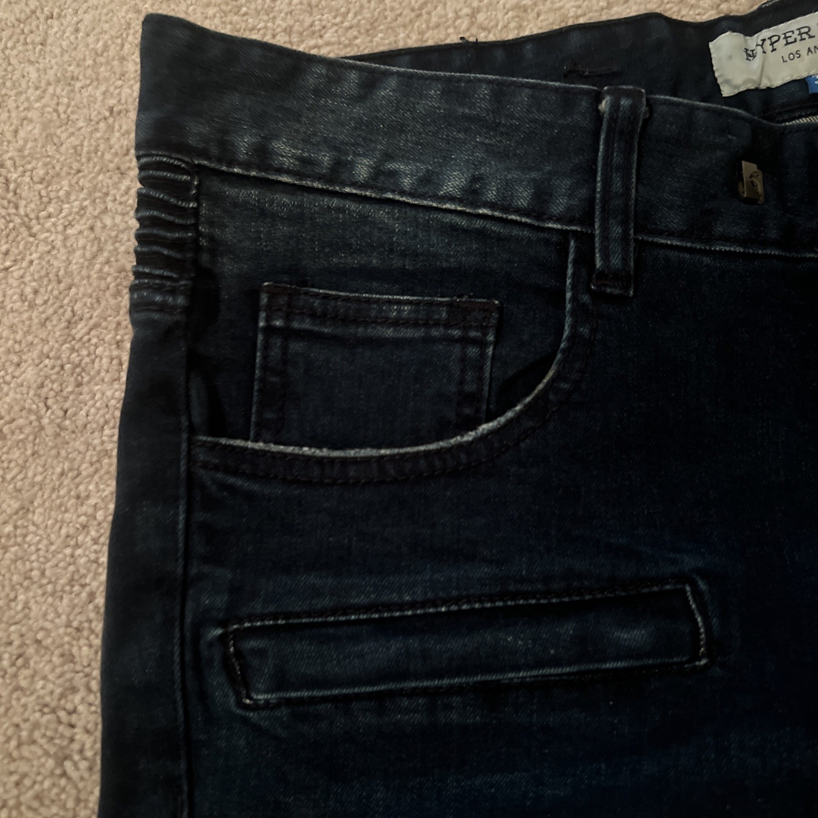 Hyper Denim Dark Blue Slim Tapered Biker Jeans Mens Size 32 Skinny