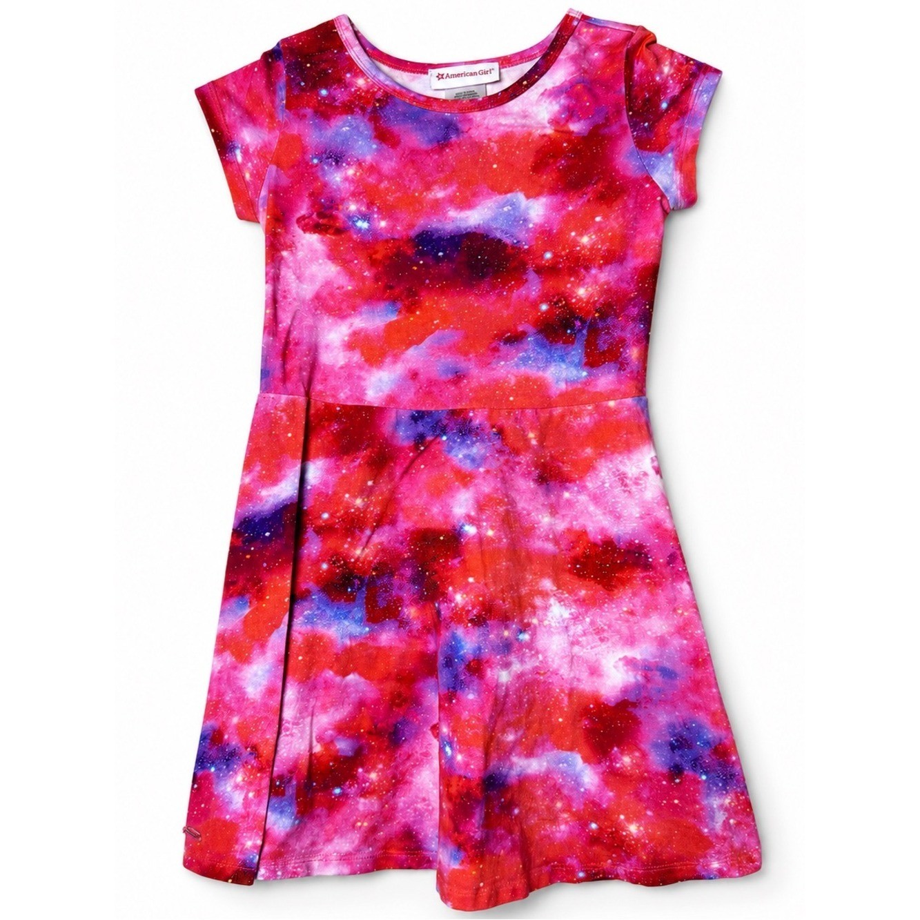 American Girl Luciana Vega Galaxy Skater Dress Pink Space Print Girls Size S 7/8